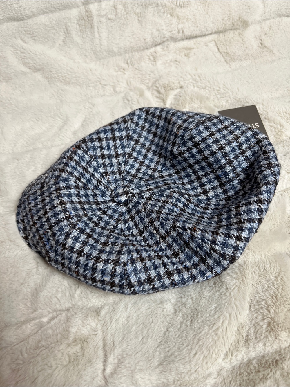 Stetson Blue and Black Houndstooth Newsboy Hat - Picture 5 of 6